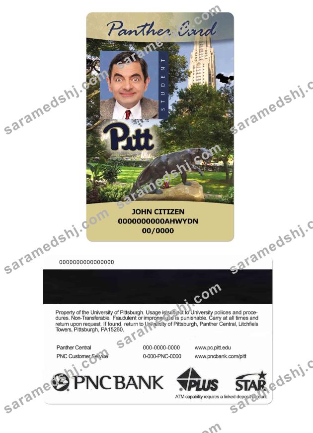USA The University of Pittsburgh Student ID card, Panther card